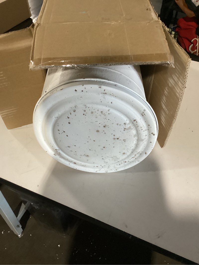 Condition photo showing As Is for Z&Z ornamentorum Retro Kitchen Trash Can with Lid 15 Liter/4Gallon and Pedal Round Touchless Garbage Cans with Flower and Bird Patterns Outdoor Trash Can for Kitchen Park Garden Gold Flower WhiteGold