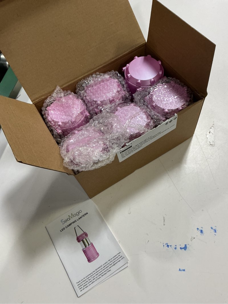 Condition photo showing Good Condition for 6-Pack Mini LED Camping Lanterns, Portable Camping Lights, Outdoor Tent Lights, Essential Emergency Lights for Power Outages, Hiking, Survival Kit for Hurricane, Pink