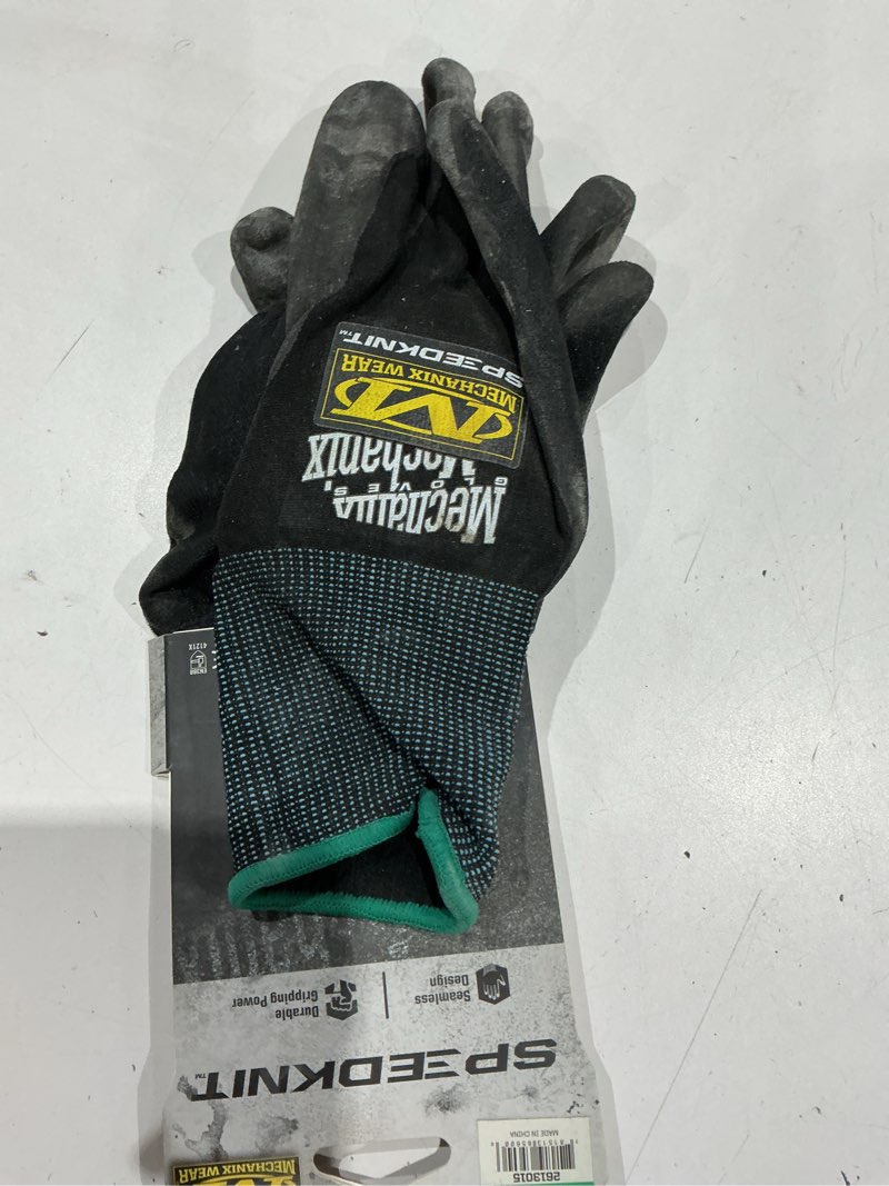 Condition photo showing As Is for mechanix wear large/x-large black nitrile dipped nitrile gloves, (1-pair)