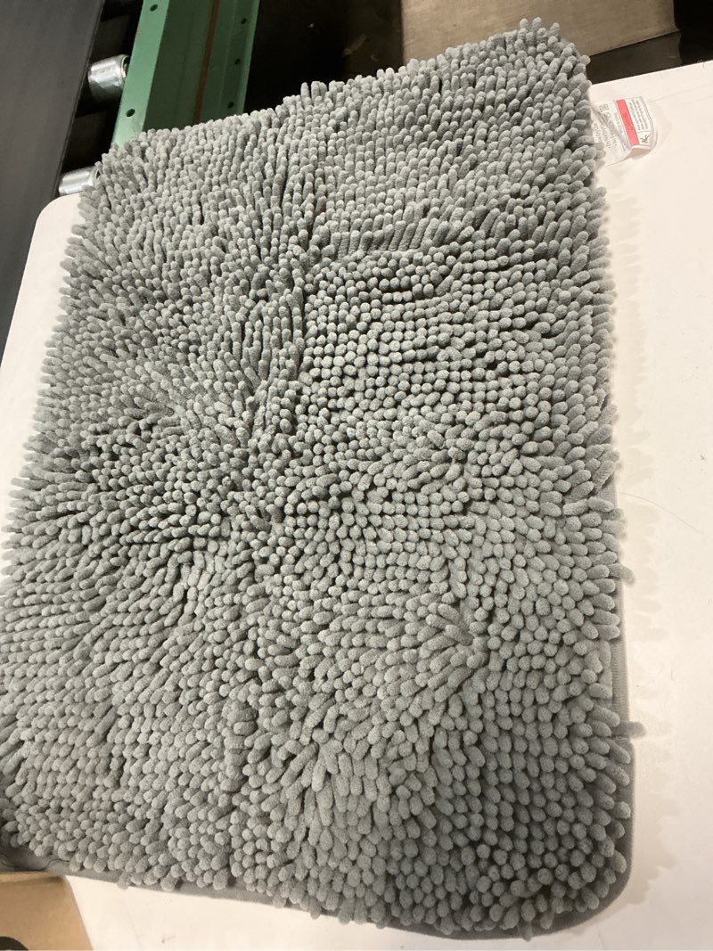 Condition photo showing Good Condition for OLANLY Bathroom Rugs 24x16, Extra Soft Absorbent Chenille Bath Rugs, Rubber Backing Quick Dry, Machine Washable Bath Mats for Bathroom Floor, Tub and Shower, Home Decor Accessories, Grey 24" x 16" Grey