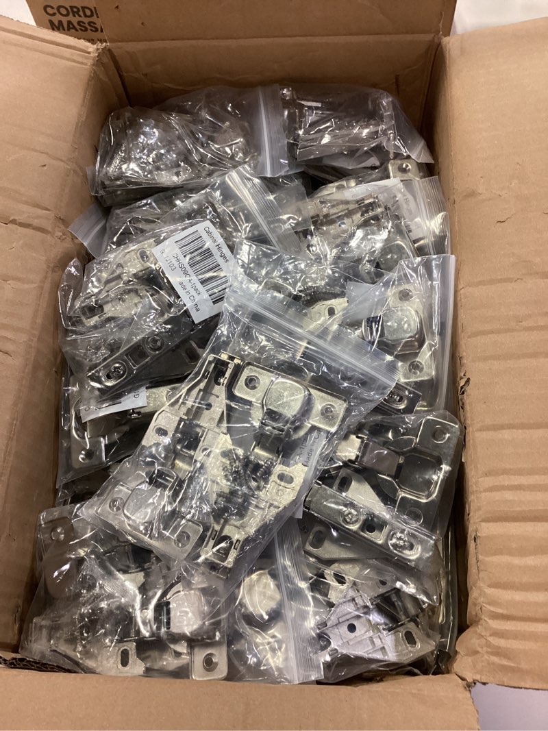 Condition photo showing Good Condition for Probrico Soft Opening Kitchen Cabinet Hinges 50 Pairs (100 Pack), Satin Nickel Face Frame Mounting Concealed Hinges for Kitchen Cupboard Hardware, with Mounting Screws