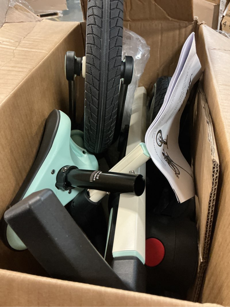 Condition photo showing Good Condition for jmmd 6 in 1 toddler bike with push handle for kids 18-60 months, 12" foldable balance bike with training wheels, pedals, brakes, kickstand, push tricycle toddler gift & toys for boy & girl mint large