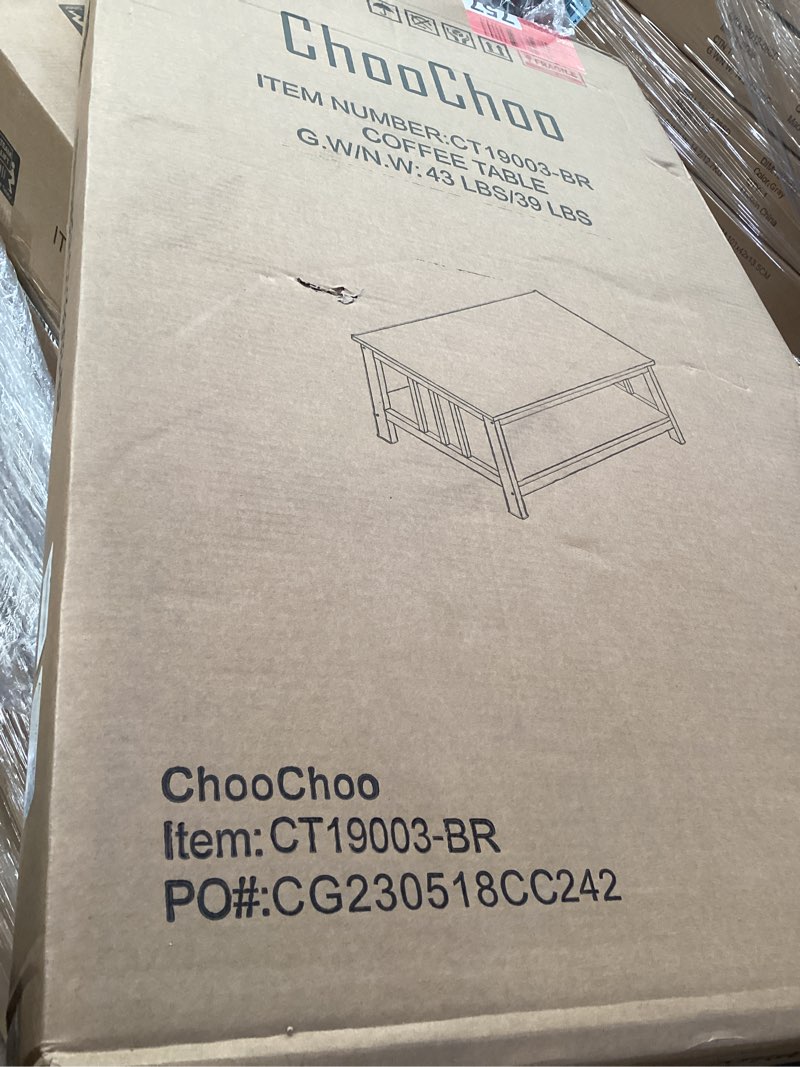 Condition photo showing New/Like New for ChooChoo Farmhouse Coffee Table, Black Living Room Table with Shelf, 40 Inch Espresso