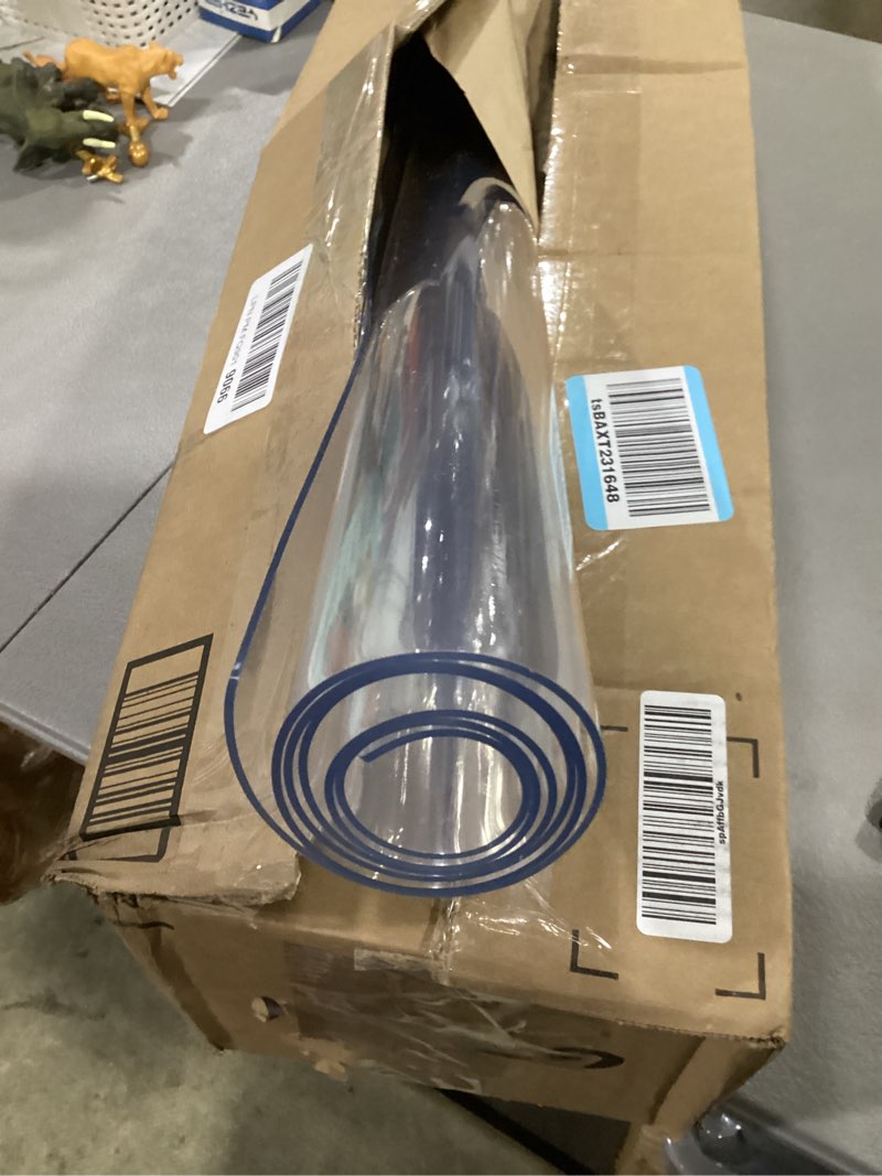 Condition photo showing New/Like New for clear table cover protector 22 x 36 inch, 1.5mm thick plastic desk protector mat, rectangular waterproof pvc placemats, transparent mat for desktop, dining room table, office writing desk 22" x 36" (rectangular) clear 1.5mm
