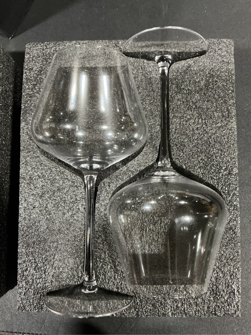 Condition photo showing As Is for JBHO Hand Blown Italian Style Crystal Burgundy Wine Glasses - Lead-Free Premium Crystal Clear Glass - Set of 2-21 Ounce - Gift-Box for any Occasion 2 Wine Glasses