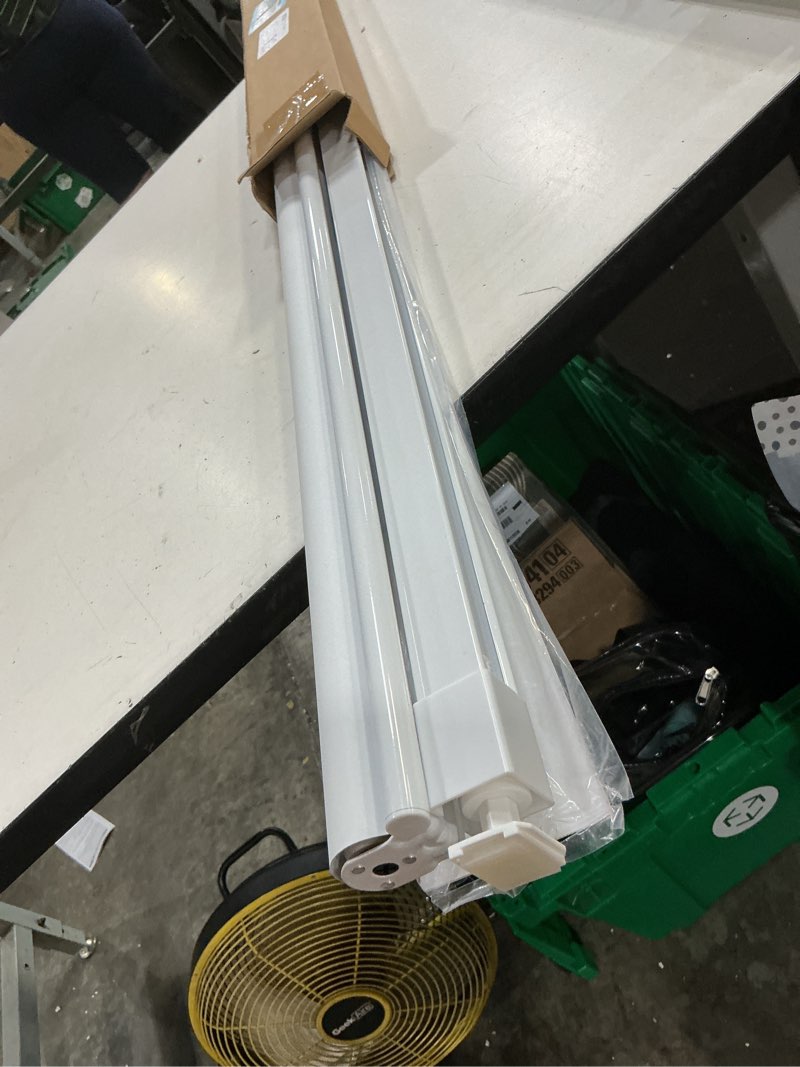 Condition photo showing As Is for lazblinds no drill blinds for indoor windows, blackout roller shades, cordless window blackout blinds, thermal insulated fabric uv protection for home and office, 28.5" w x 48" h, white blackout-white 28.5" w x 48" h