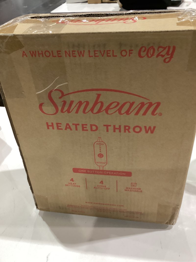 Condition photo showing Good Condition for Sunbeam Electric Throw Royal Mink Sherpa Heated Blanket, 4 Heat Settings, 4-Hour Auto Shut-Off, Fast Heating, Luxurious and Ultra Comfy, Night Fog Color, 50" x 60"