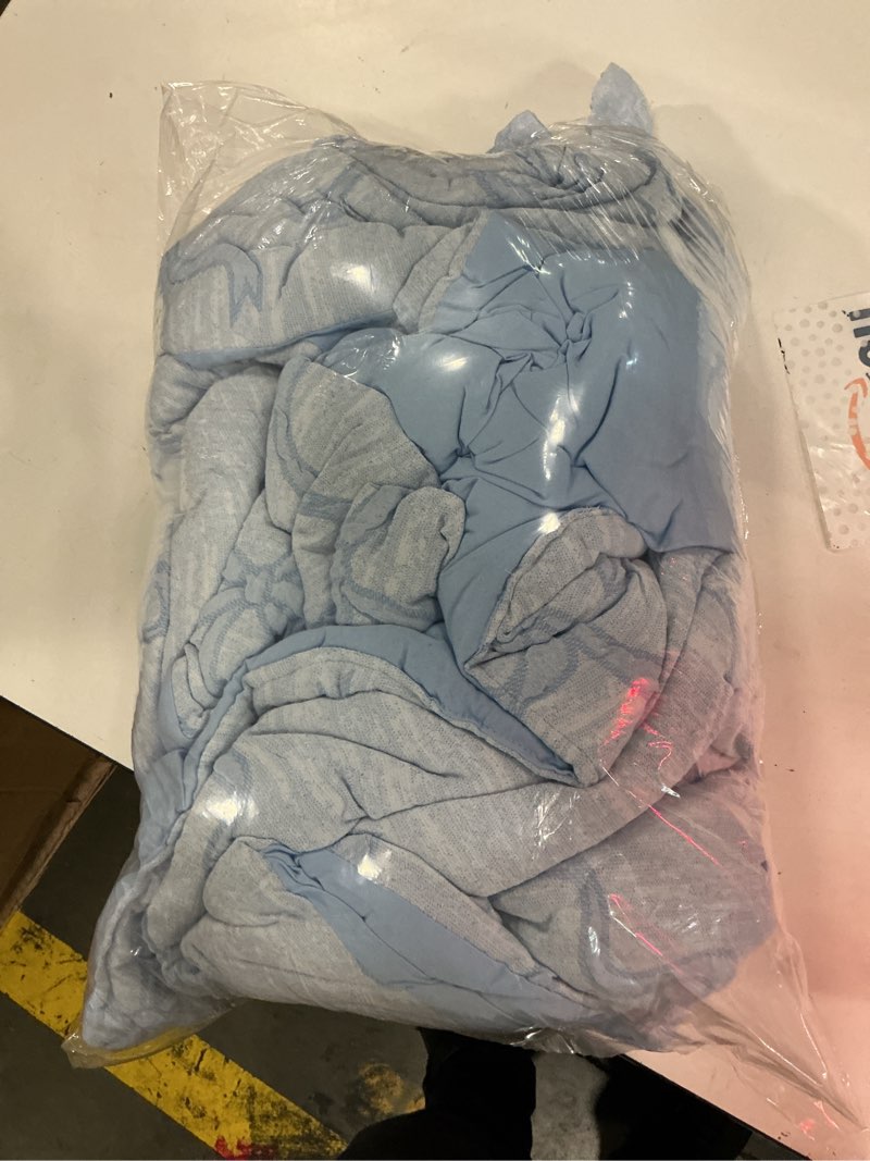 Condition photo showing New/Like New for geniospin light blue twin comforter set for girls- 5 pieces bowknot jacquard bed in a bag twin bedding sets with sheets, pillowcases & shams, all season kids comforter set