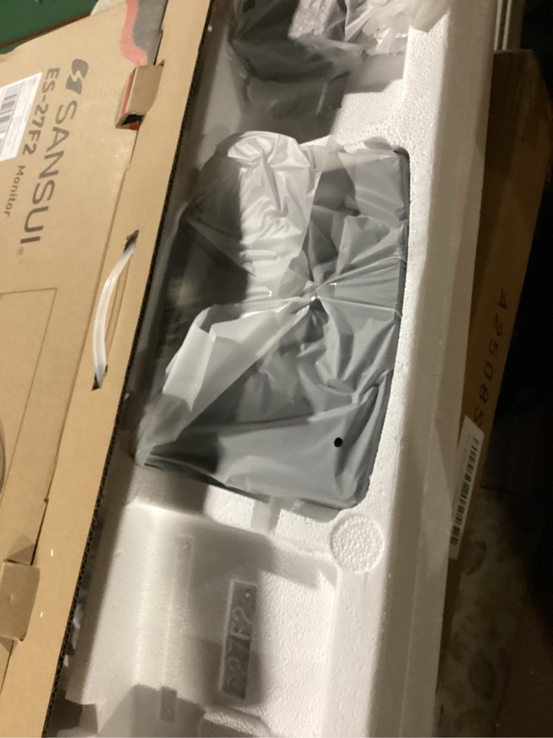 Condition photo showing As Is for SANSUI 27 Inch Monitor, IPS 120Hz Computer Monitor Full HD 1920 x 1080P with HDMI DP Interfaces, Eye Care, Frameless, 100 x 100mm VESA Mountable (HDMI Cable Included) 27 inch IPS 100Hz 27 Inch 120Hz/IPS