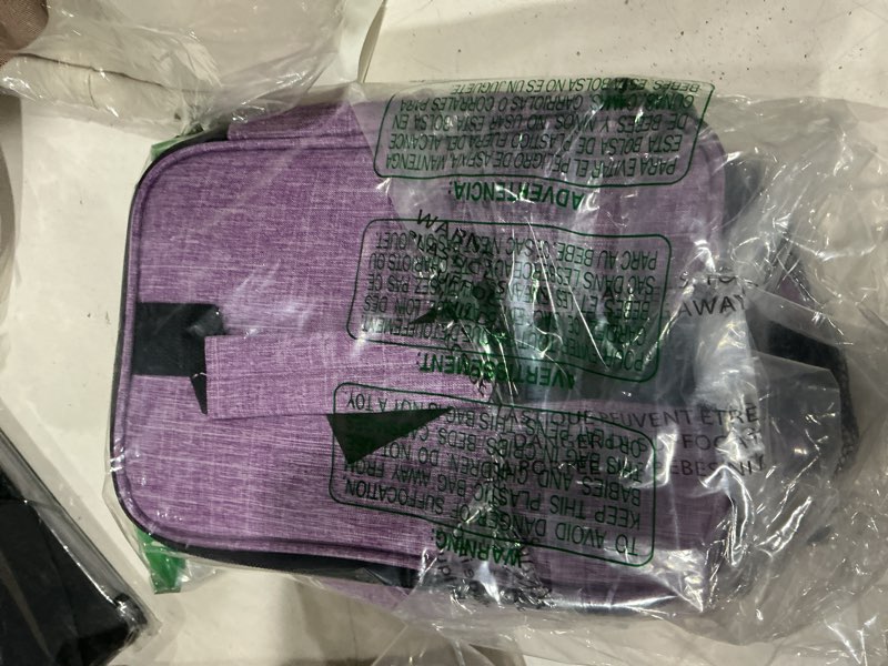 Condition photo showing Good Condition for opux insulated lunch bag for men women, large dual compartment cooler bag, soft two deck lunch box for work school picnic, leakproof lunch tote with shoulder strap for kid adult (purple, double deck) heather purple double deck