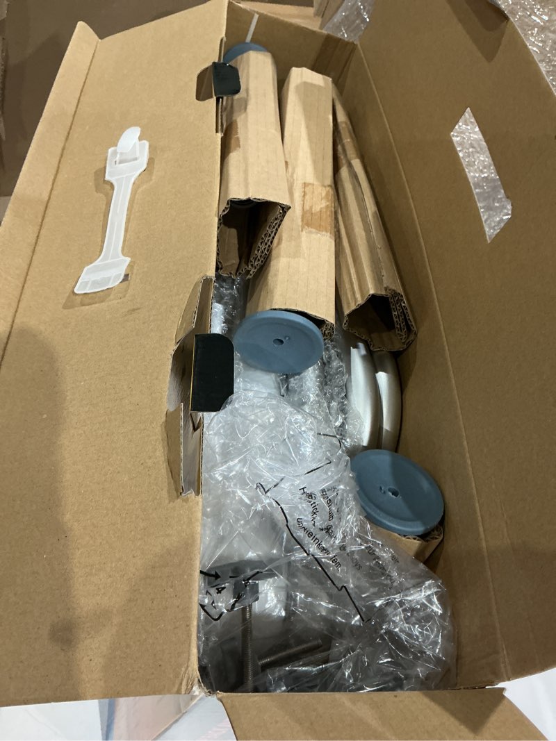 Condition photo showing New/Like New for medline shower bath chair with back and padded armrests  height adjustable  supports up to 350 lbs.  white