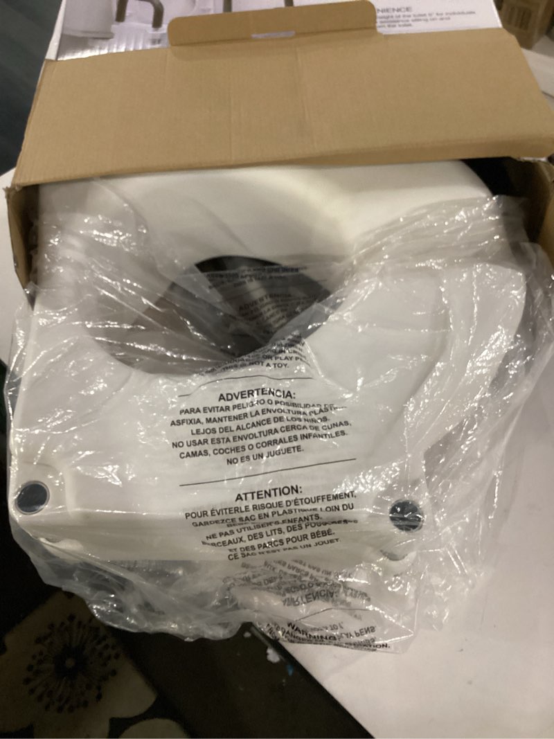 Condition photo showing As Is for drive medical 2-in-1 raised toilet seat with removable padded arms - elevated bathroom safety support - secure locking attachment - easy height assistance - durable construction, standard toilets