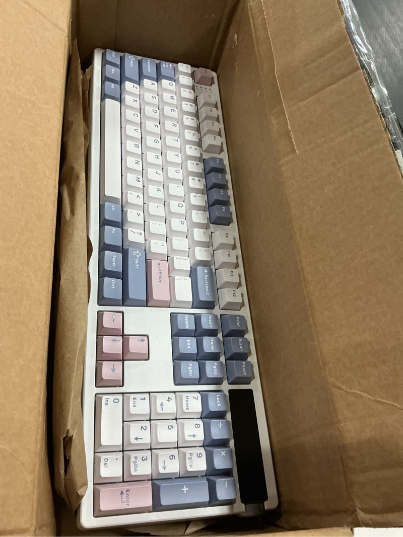Condition photo showing As Is for epomaker th108 pro full size mechanical keyboard with screen & knob, wireless gaming keyboard with 10000mah, creamy gasket, hot swap, custom driver, rgb backlight (white, sea salt silent) white sea salt silent