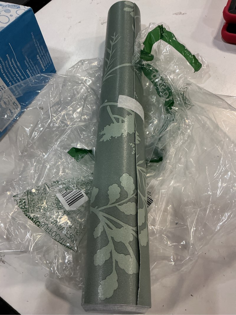 Condition photo showing Good Condition for Heroad Sage Green Peel and Stick Wallpaper Boho Floral Contact Paper for Cabinets Waterproof Leaf Removable Wallpaper Self Adhesive Decorative Wall Paper for Bedroom Bathroom Walls 17.3''x393'' 17.3" x 393" Green