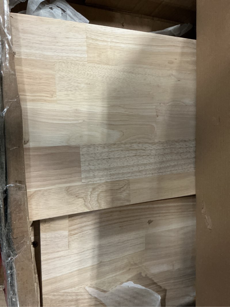 Condition photo showing As Is for Solid Wood Bookcase 60" High Unfinished Parawood Shelves, Adjustable Storage Organizer, Kitchen/Dining Furniture Unfinished 60 Inch