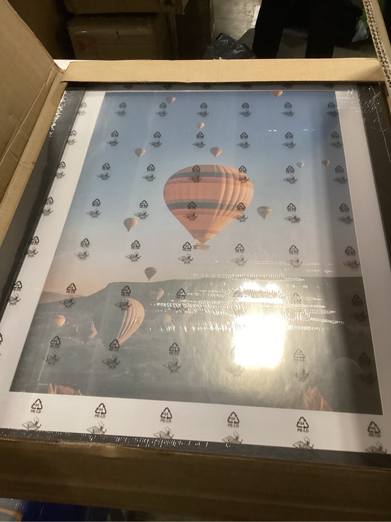 Condition photo showing New/Like New for 19x25 Picture Frame with 16x22 Mat, Display Photo 16x22 with Mat or 19 x 25 Without Mat, Wall Hanging Large 19 by 25 Poster Frame with Plexiglass, Black