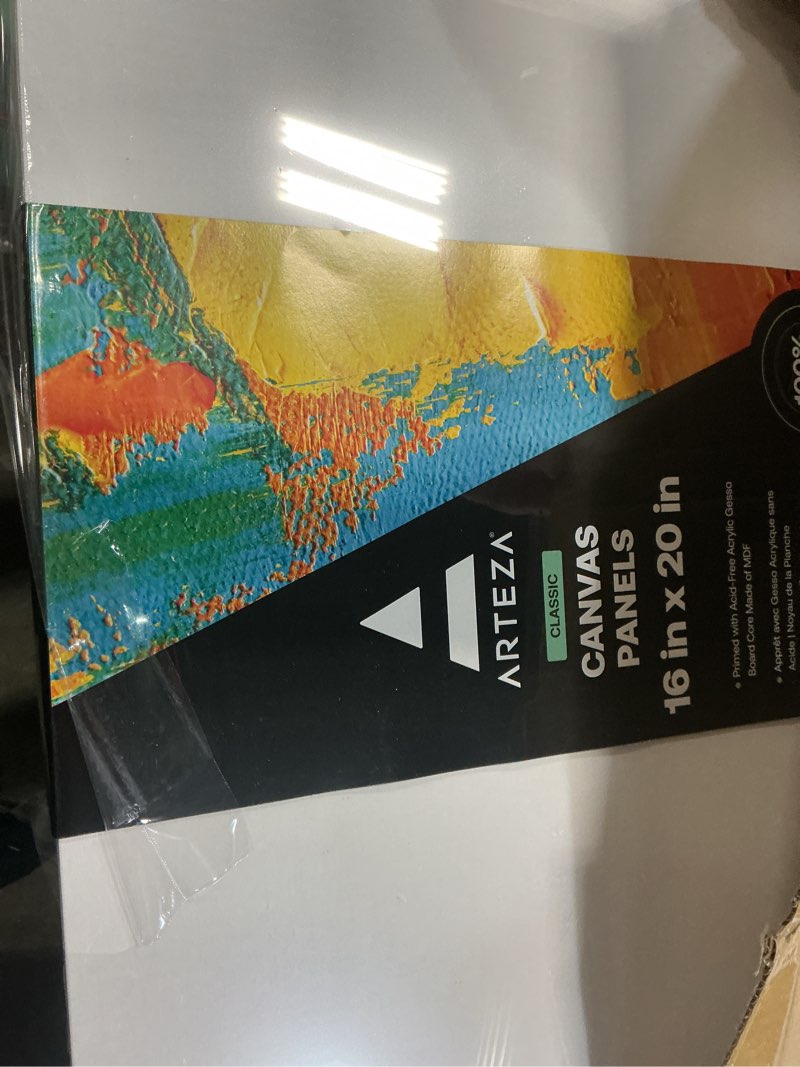 Condition photo showing New/Like New for arteza canvas boards for painting, 16 x 20 inches, pack of 14, blank white canvas panels for acrylic, oil and gouache painting 16"x20"