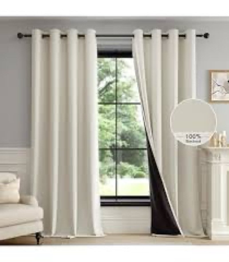 YUNJIN 100% Blackout Curtain for Bedroom 1 Panel Full Room Darkening Noise Reducing Thermal Curtains