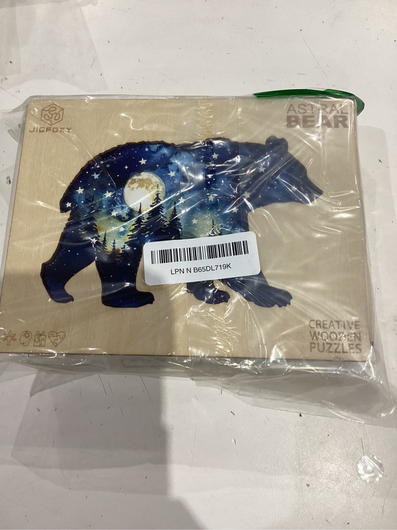 Condition photo showing Good Condition for jigfoxy wooden puzzles for adults, astral bear wood puzzle for adults, unique animal-shaped wooden jigsaw puzzle, christmas thanksgiving gifts for family and friends (l-14.3 * 9.5in-200pcs) large
