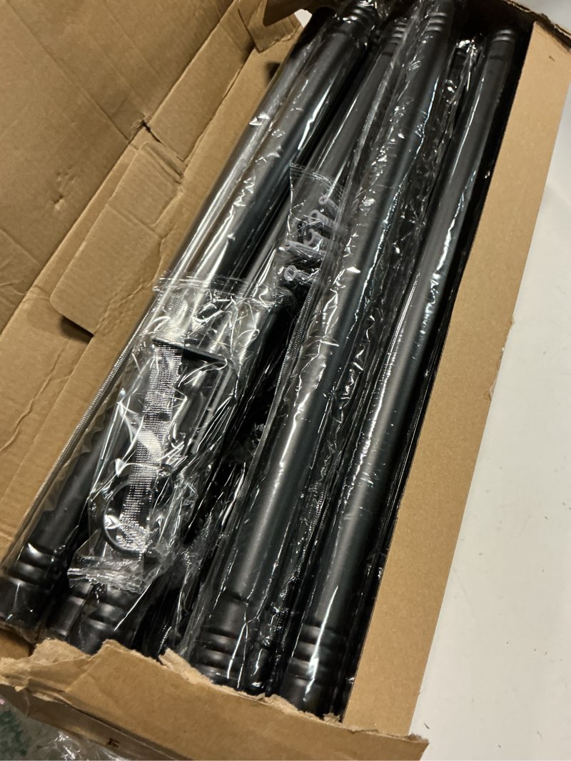 Condition photo showing Good Condition for extra long curtain rod for windows 30 to 240 inch, heavy duty curtain rods with modern end caps, 1 inch black drapery rods set for outdoor patio, adjustable curtain rod for room, black 30-240 inch black