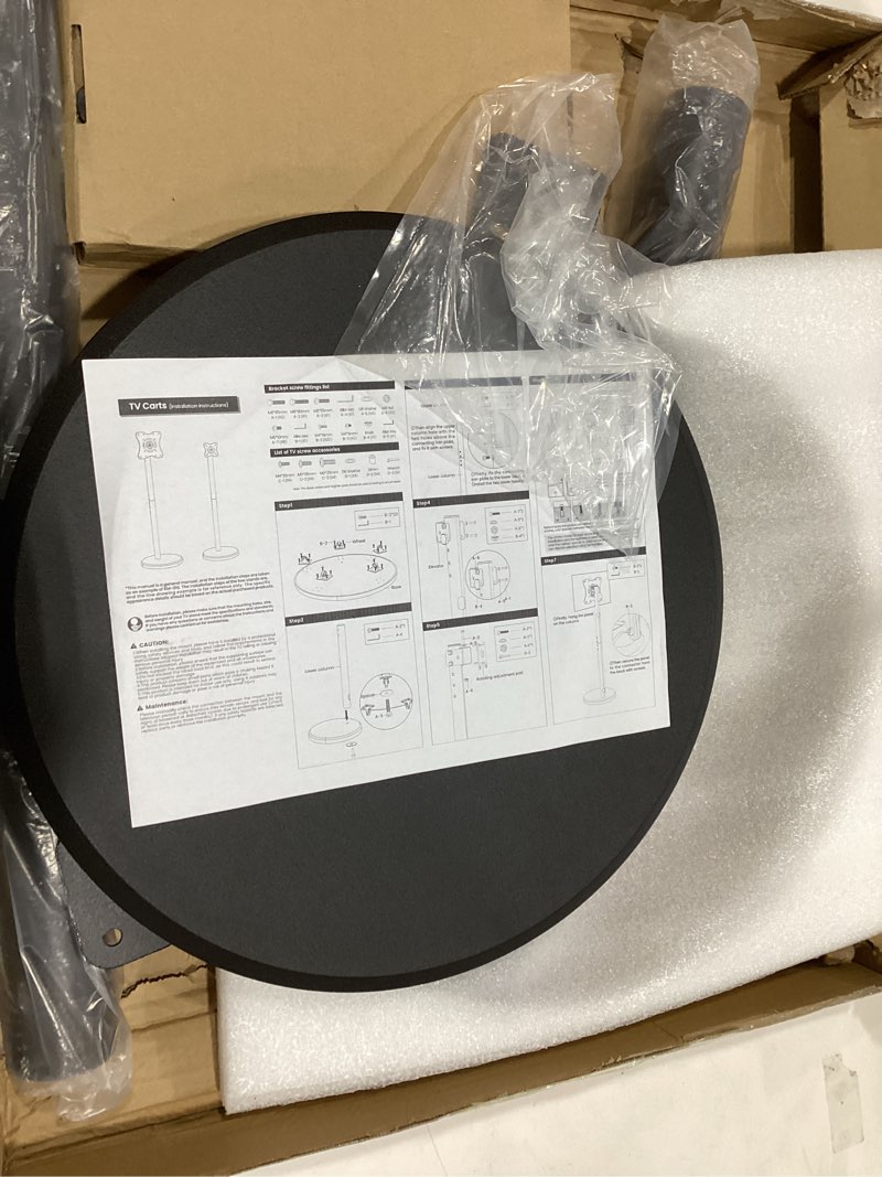 Condition photo showing Good Condition for Small Mobile TV Stand for Most 10-48 Inches TV,Rolling TV Cart with Height Adjustable,±10° Tilt, 360°Swivel, ±30°Leveling,Max VESA 200X200mm,for Live Streaming,Home,Office (Style 1) Black, without tray