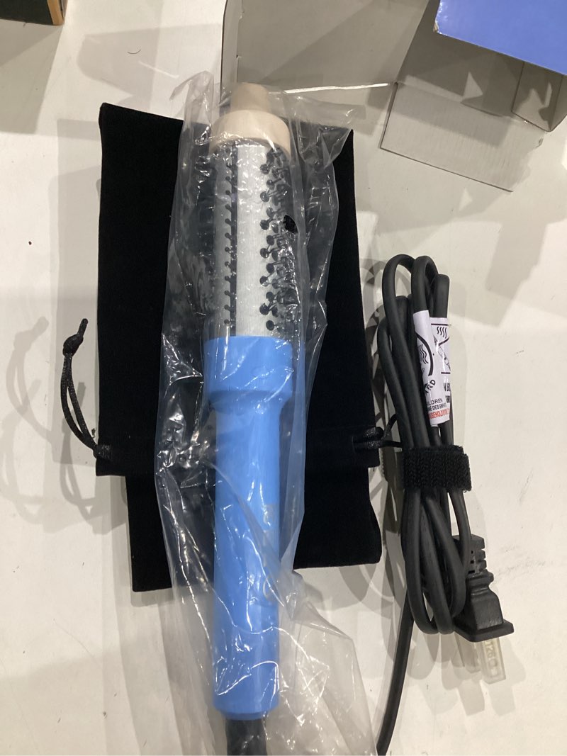 Condition photo showing Good Condition for farery mini thermal brush for short hair, 1.2 inch ionic heated curling brush, 3 heat settings up to 410°f, tourmaline ceramic & keratin barrel, dual voltage travel hot brush with cool tip blue 1.2 inch