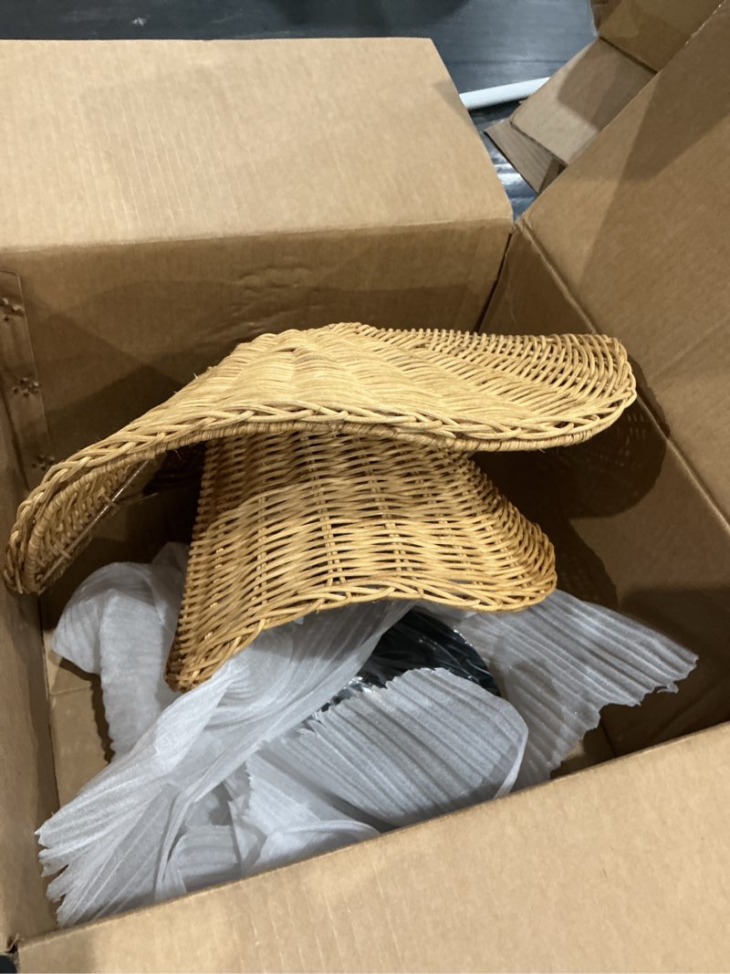 Condition photo showing As Is for wicker lamp shade, brown