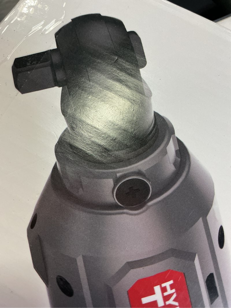 Condition photo showing As Is for hyper tough 12v max* lithium-ion cordless 3/8-inch ratchet with 1.5ah battery and charger  98804