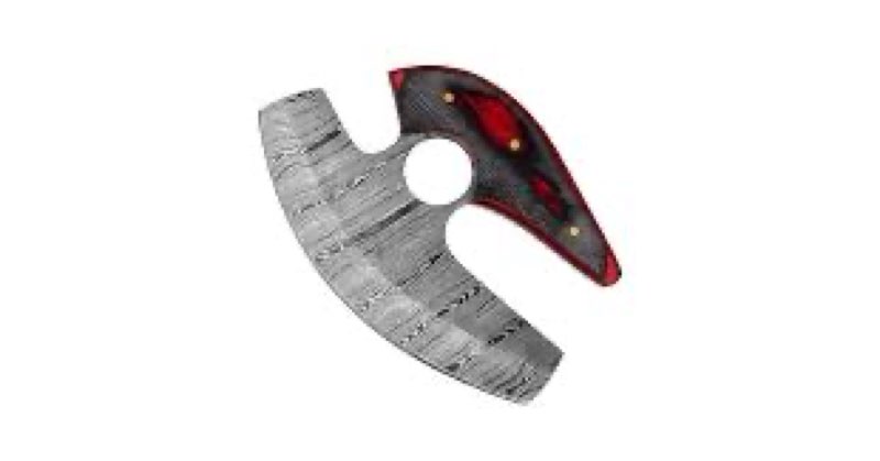 BNAZIND Damascus Alaskan Ulu Knife Pizza Cutter Rocker Knife - Multi-Purpose Damascus Knives For Ski