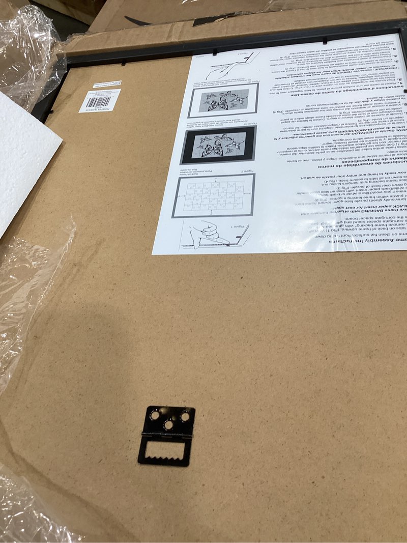 Condition photo showing As Is for mcs 14.25x19.25 puzzle frame for finished puzzles, black vertical & horizontal wall-mounted picture display for preservation (1-pack) 14.25 x 19.25 in or smaller black