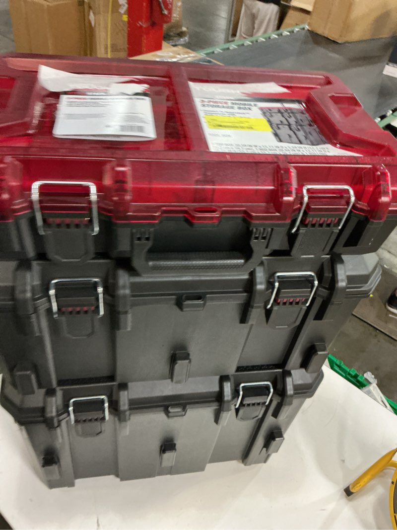 Condition photo showing Good Condition for hyper tough hyper stack heavy duty 3 piece modular rolling toolbox system, black
