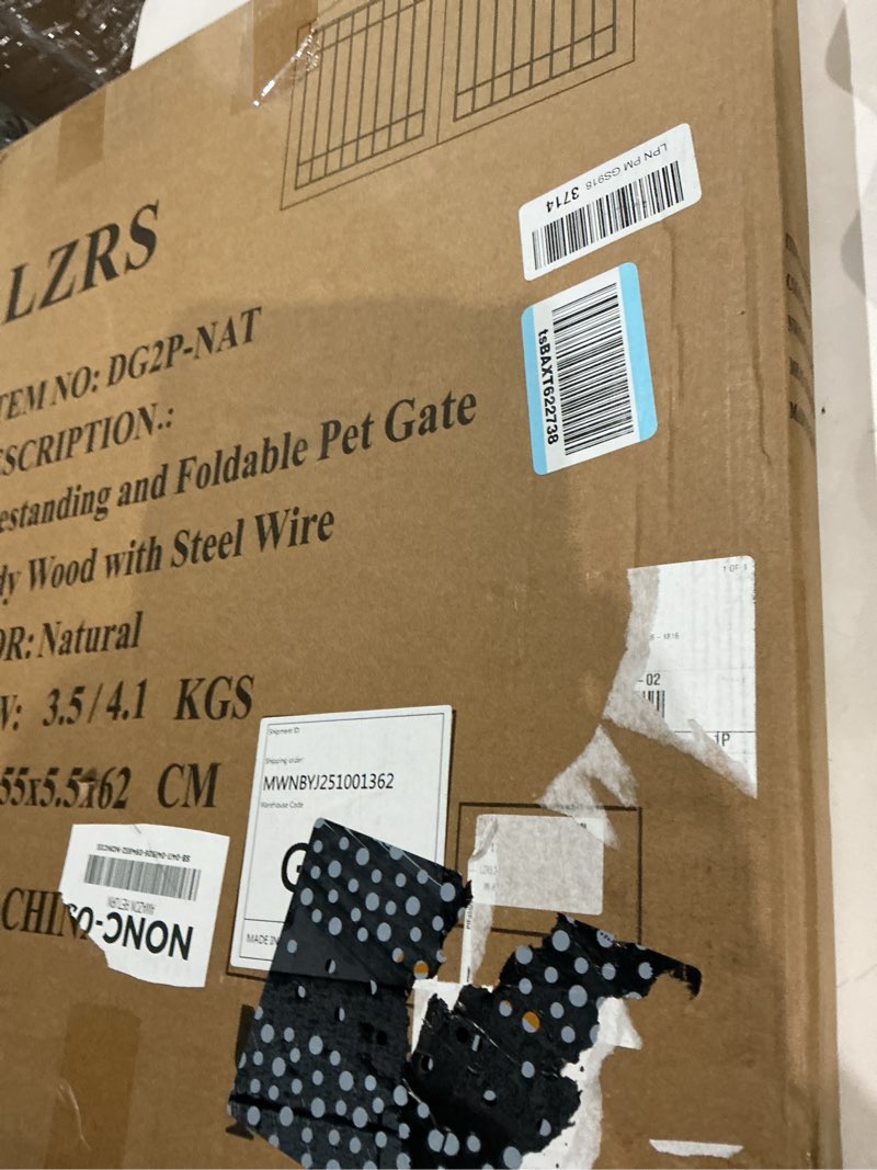 Condition photo showing Good Condition for lzrs 2-panel freestanding foldable wood dog gate – solid wood & steel wire, chew-resistant pet barrier for indoor use, ideal for small to medium dogs, natural 24"height-2 panel natural