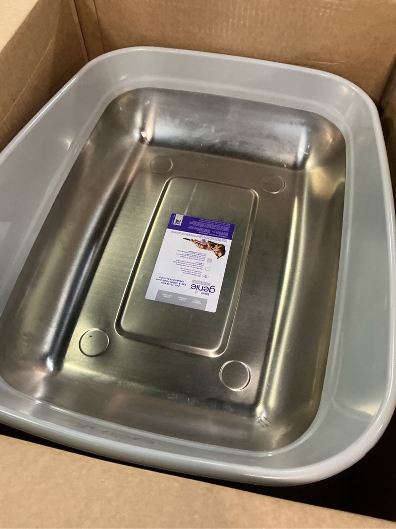 Condition photo showing Good Condition for litter genie platinum stainless steel litter box | durable, modern design, 360° visibility, anti-slip pads silver