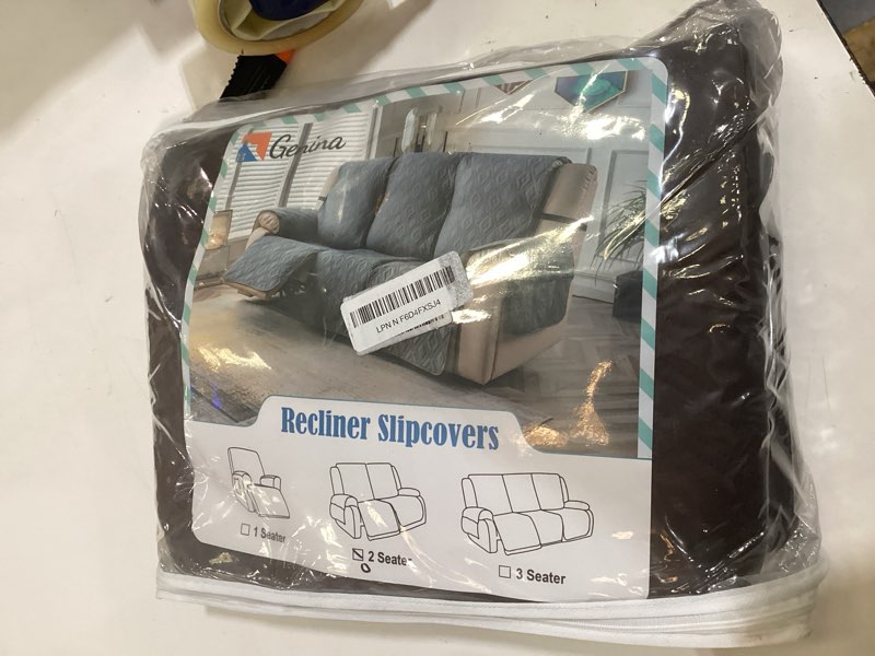 Condition photo showing Good Condition for genina waterproof loveseat recliner cover non-slip, sofa cover for reclining couch 2 seat, washable couch cover loveseat furniture protector cover for pets dogs kids (chocolate, recliner loveseat) chocolate recliner loveseat