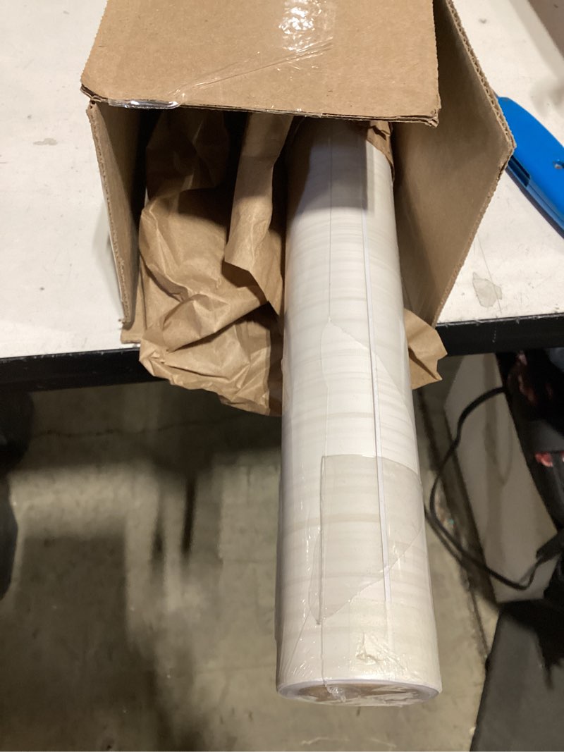 Condition photo showing New/Like New for VEELIKE Cream White Wood Contact Paper for Countertops Peel and Stick Waterproof Thick Wood Wallpaper 118''x32'' Extra Wide Wood Grain Contact Paper Self Adhesive Wood Vinyl Wrap for Desk Furniture 32" x 118"