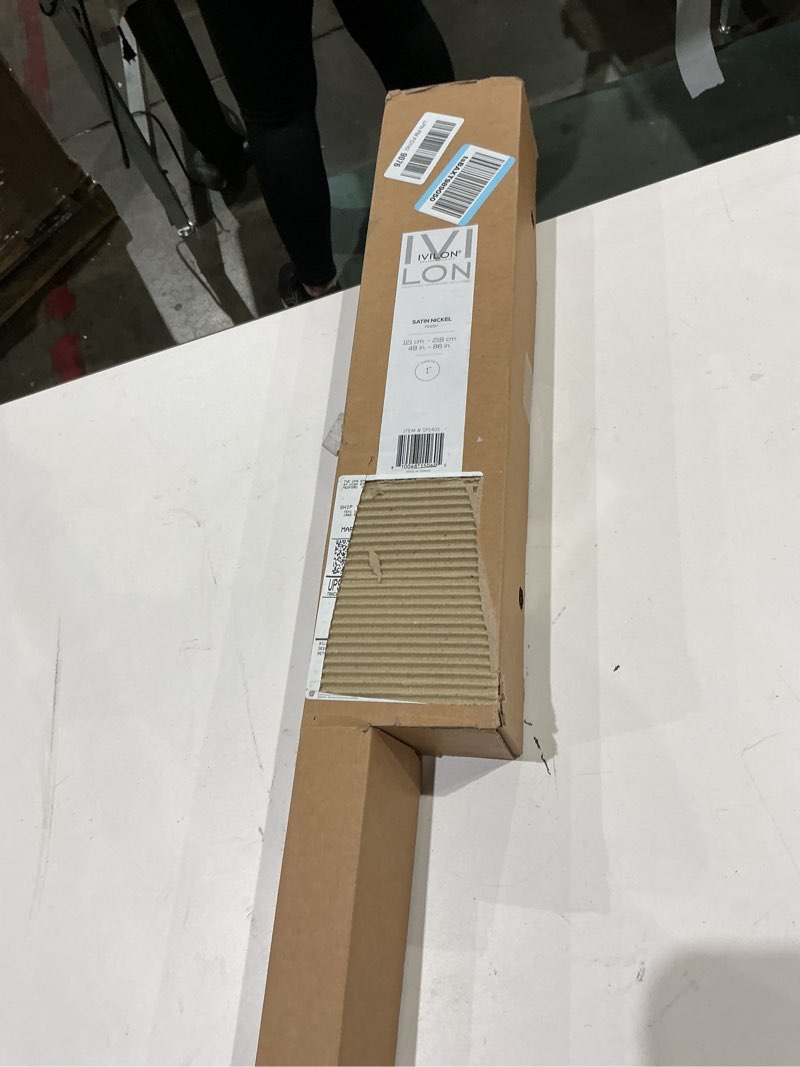 Condition photo showing New/Like New for ivilon drapery window curtain rod - knob design, 1 inch rod, 48 to 86 inch. satin nickel