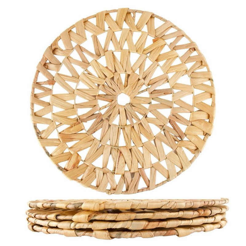 Round Woven Water Hyacinth Placemats 4 pack