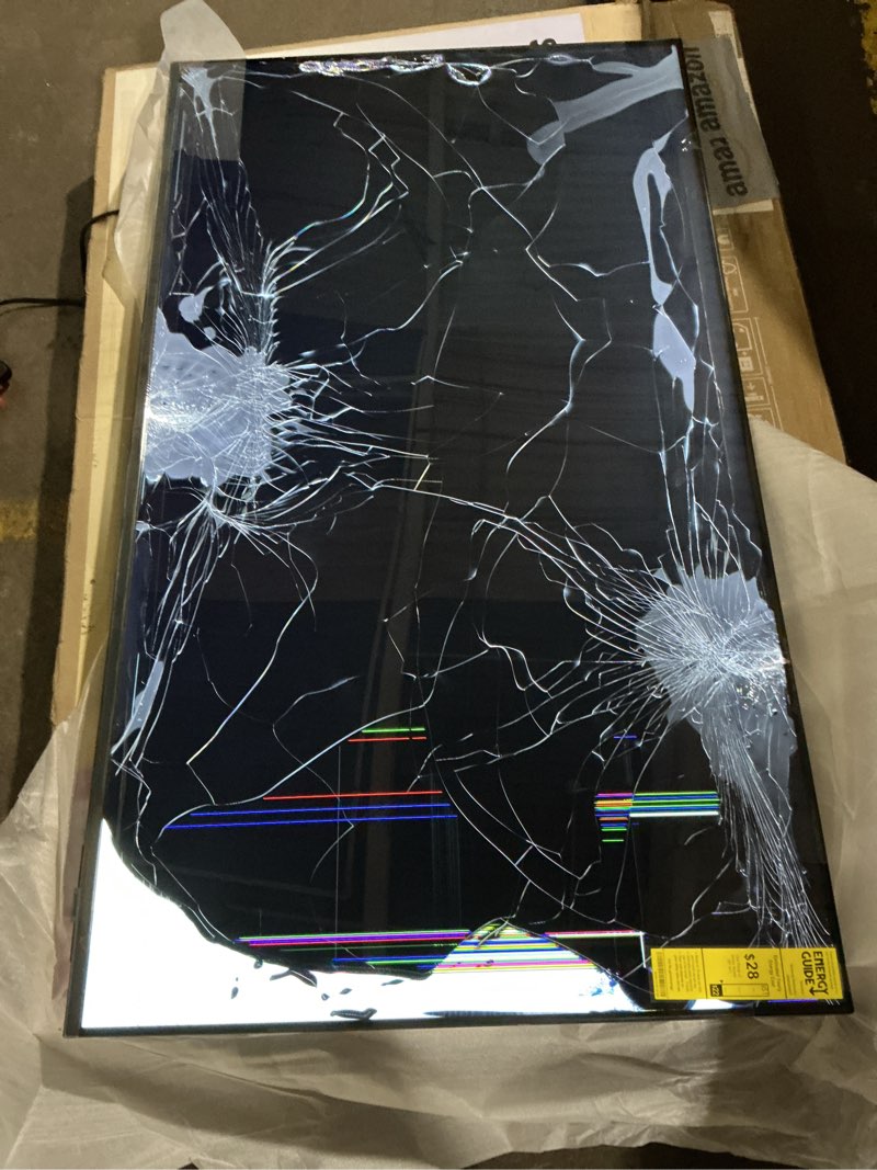 Condition photo showing As Is for screen damaged samsung 50-inch class crystal uhd u8000f 4k smart tv (2025 model) endless free content, crystal processor 4k, metalstream design, knox security, alexa built-in 50-inch tv only