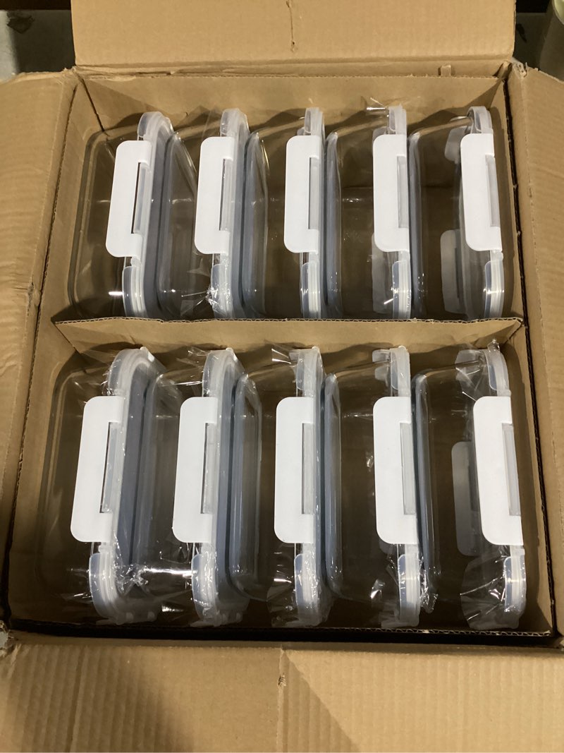 Condition photo showing Good Condition for KOMUEE 10 Packs 30 oz Glass Meal Prep Containers,Glass Food Storage Containers with Lids,Airtight Lunch Bento Boxes,Microwave, Oven, Freezer and Dishwasher,White