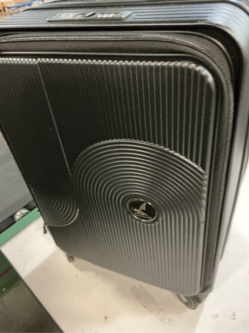 Condition photo showing Good Condition for rainsmore carry on luggage 20 inch expandable, airline approved carry on suitcase with front compartment & top opening hard shell rolling travel luggage with tsa lock & spinner wheels, black