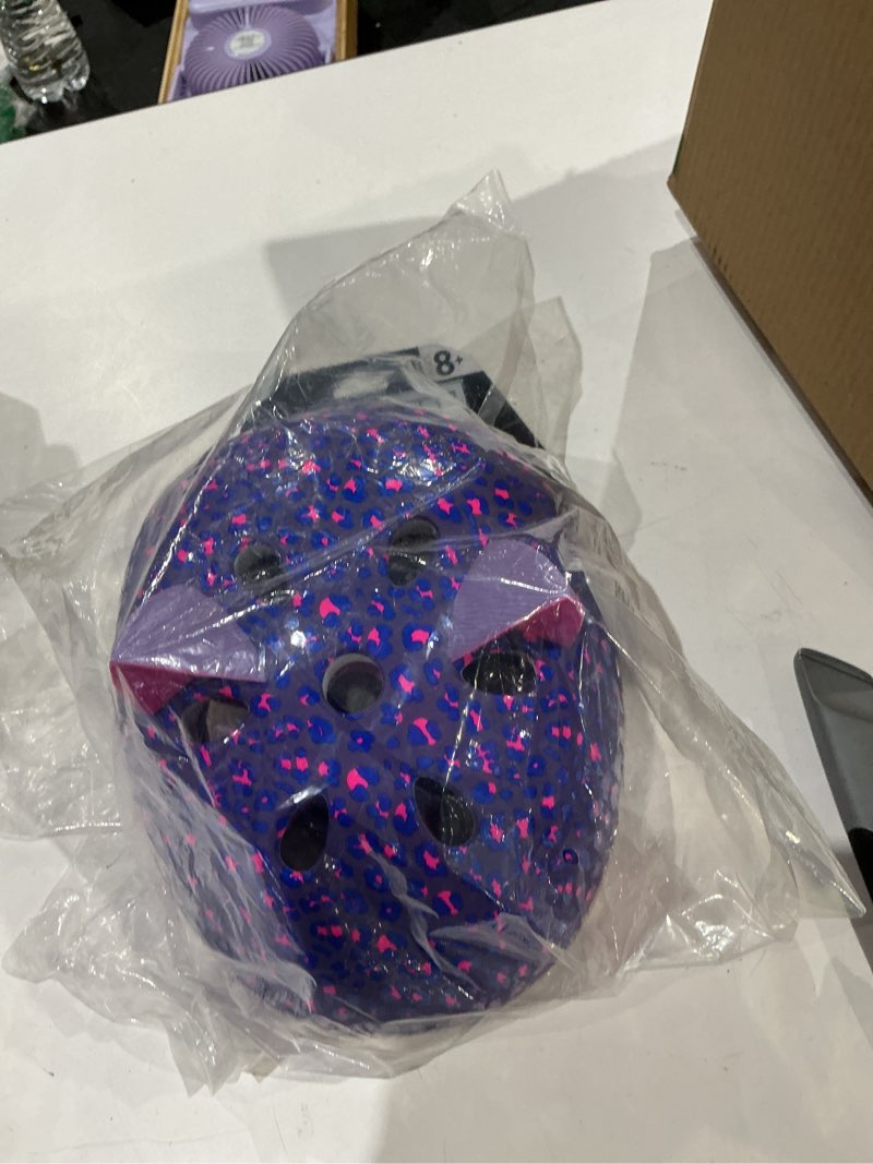Condition photo showing As Is for krash girls youth bike helmets leopard kitty purple