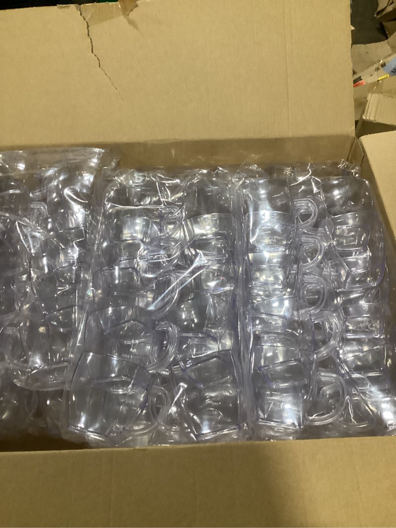 Condition photo showing Good Condition for amyhill 100 pcs 5 oz disposable tea cups bulk mini plastic tea cup bulk with handle hard coffee mug reusable square espresso mugs for party wedding (clear) clear 100
