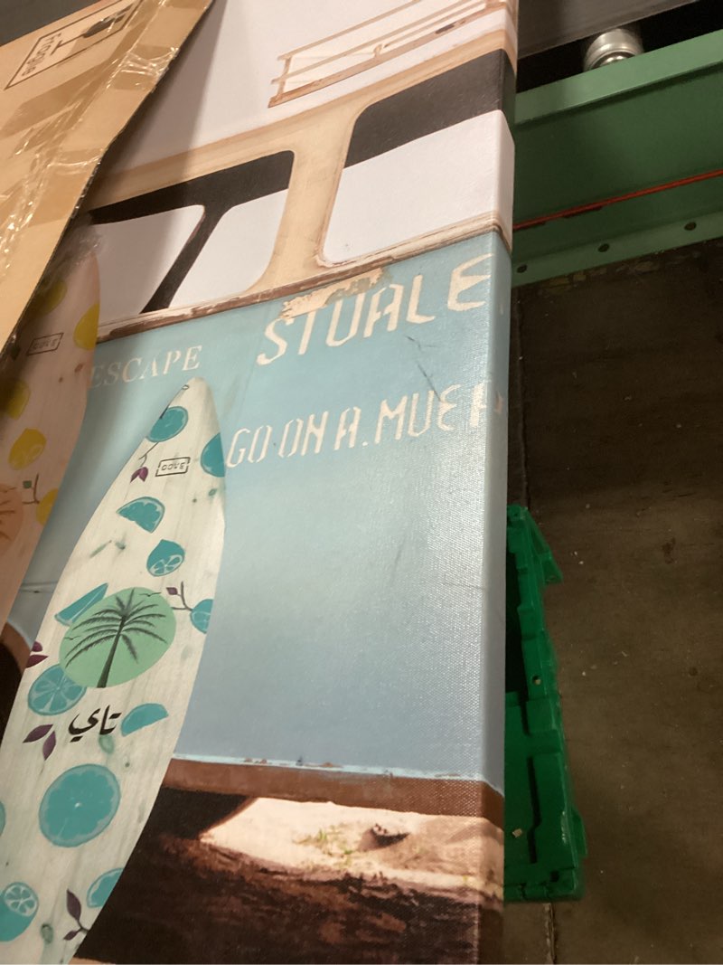 Condition photo showing New/Like New for coastal beach canvas wall art: tropical hawaii ocean painting surfboard prints surfer picture vintage seaside van artwork for bathroom bedroom living room beach surfboard 36" x 24"
