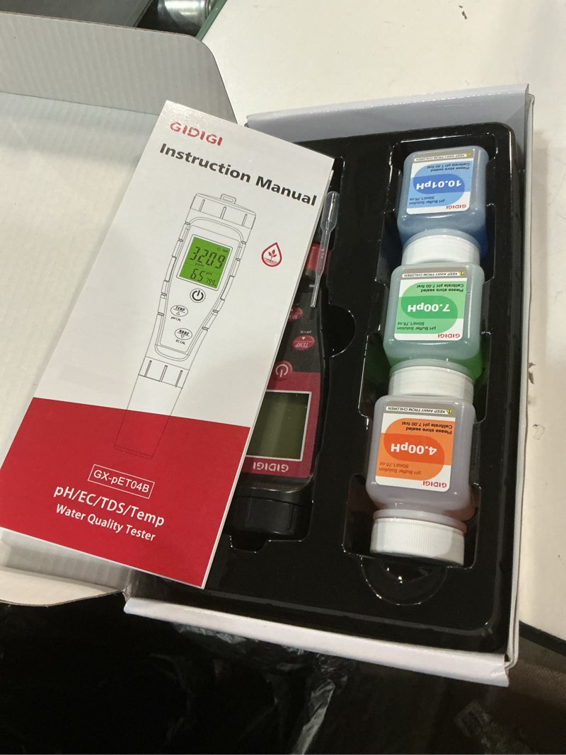 Condition photo showing item condition for Digital pH Tester for Water, pH Meter for Hydroponic Water, TDS Tester EC PPM Test for Plant Nutrients, 4-in-1 Meter for Conductivity, pH Pen for Drinking Water, DWC, Indoor Plants