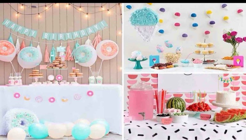 assorted celebration/decoration supplies (may include a variety of styles, colors, and themes, toys)