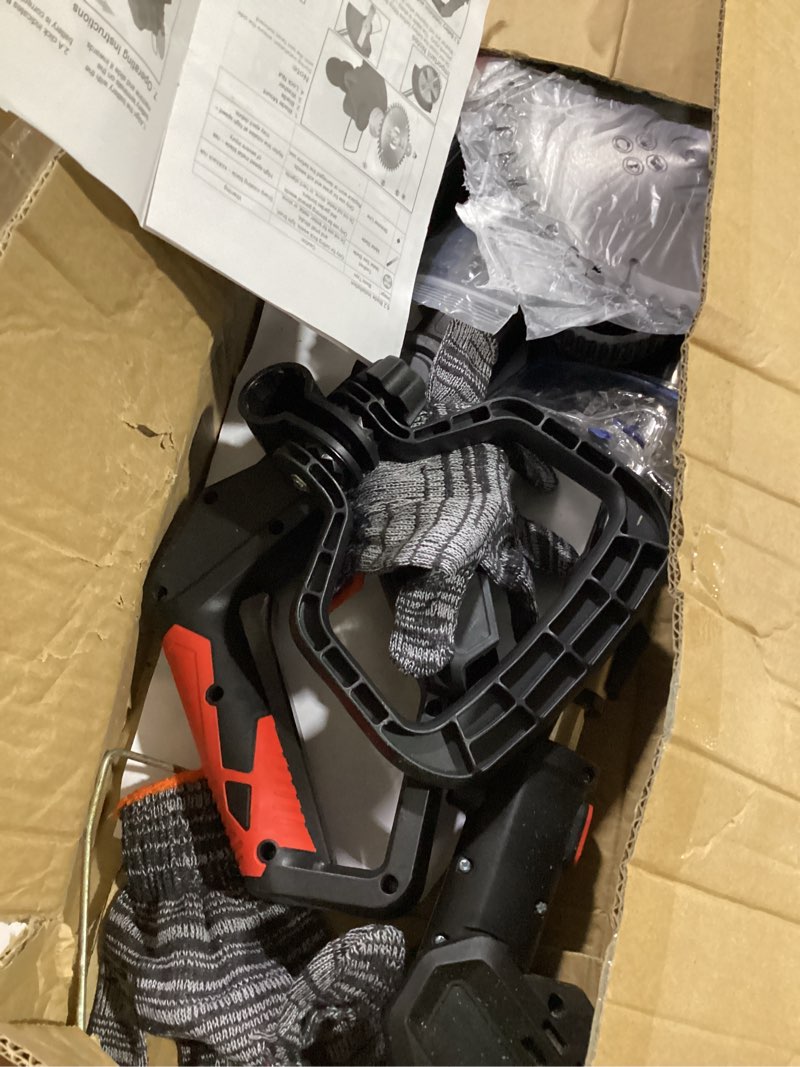Condition photo showing Good Condition for cordless string trimmer, 8in weed wacker with 2 x 4.0ah batteries foldable | 3-in-1 battery powered brush cutter, 3 types blades electric lawn edger with side wheel assist for yard & garden black