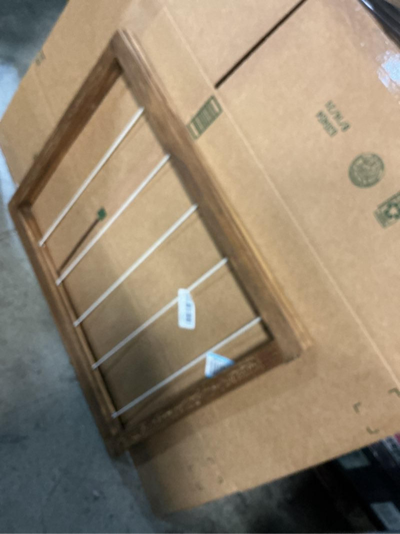 Condition photo showing Good Condition for sintuff freestanding photo display rack with 50 clips picture collage board standing picture frame clothesline photo display stand decor for hanging artwork postcard(walnut,flat edge) walnut flat edge