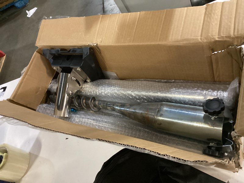 Condition photo showing As Is for starlink gen 3 pole mount kit, ybervont 10ft starlink ground pole mount gen 3, features 1.5'' diameter stainless steel pole with no-dig spiral ground anchor, starlink mounting kit gen 3 pipe adapter 5-section with ground anchor