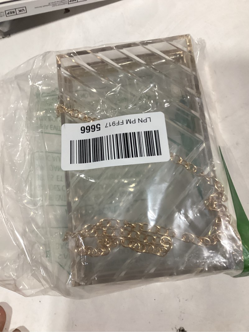 Condition photo showing New/Like New for wjcd clear purses for women acrylic clear clutch bag stadium approved transparent
