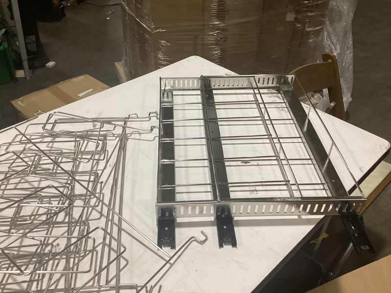 Condition photo showing Good Condition for lynk professional® pull out pot lid and cookie sheet organizer rack for cabinet - lifetime ltd. warranty - sliding kitchen organizers – pans, lids, and tray storage - 14w x 21d, extra-large, chrome